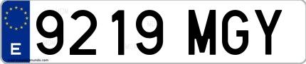 Ejemplo de matrícula española 9219 MGY