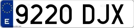 Ejemplo de matrícula española 9220 DJX