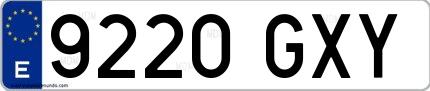 Ejemplo de matrícula española 9220 GXY