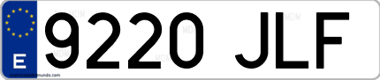 Ejemplo de matrícula de coche ordinaria 9220 JLF