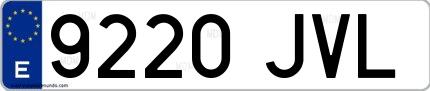 Ejemplo de matrícula española 9220 JVL