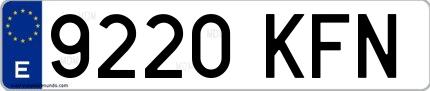 Ejemplo de matrícula española 9220 KFN
