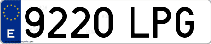 Ejemplo de matrícula de coche ordinaria 9220 LPG