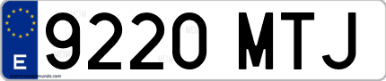 Ejemplo de matrícula de coche ordinaria 9220 MTJ