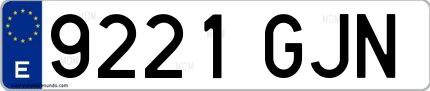 Ejemplo de matrícula española 9221 GJN