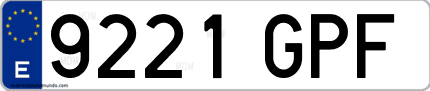 Ejemplo de matrícula de coche ordinaria 9221 GPF