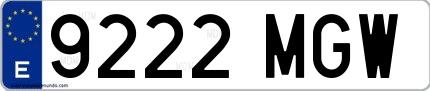 Ejemplo de matrícula de coche ordinaria 9222 MGW