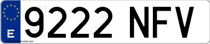 Ejemplo de matrícula española 9222 NFV