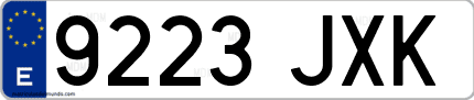 Ejemplo de matrícula de coche ordinaria 9223 JXK