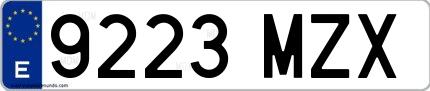 Ejemplo de matrícula española 9223 MZX