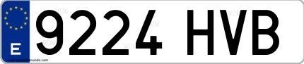 Ejemplo de matrícula española 9224 HVB