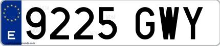Ejemplo de matrícula española 9225 GWY