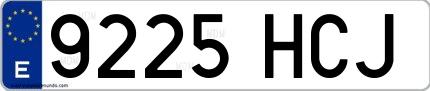 Ejemplo de matrícula española 9225 HCJ