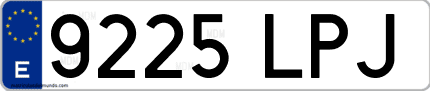 Ejemplo de matrícula de coche ordinaria 9225 LPJ