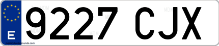 Ejemplo de matrícula de coche ordinaria 9227 CJX