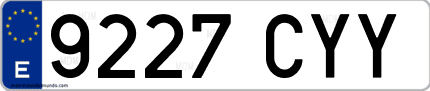 Ejemplo de matrícula de coche ordinaria 9227 CYY