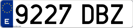 Ejemplo de matrícula de coche ordinaria 9227 DBZ