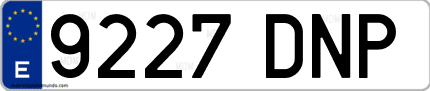 Ejemplo de matrícula de coche ordinaria 9227 DNP