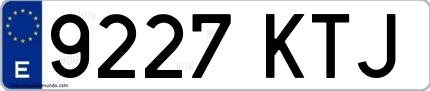 Ejemplo de matrícula española 9227 KTJ
