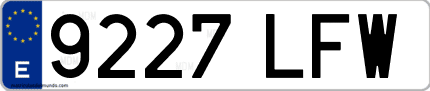 Ejemplo de matrícula de coche ordinaria 9227 LFW