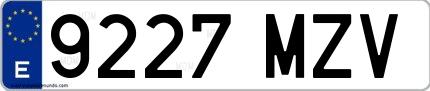 Ejemplo de matrícula española 9227 MZV