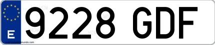Ejemplo de matrícula española 9228 GDF