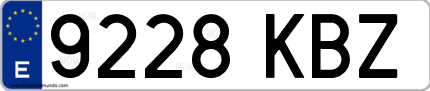 Ejemplo de matrícula de coche ordinaria 9228 KBZ