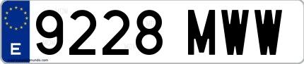 Ejemplo de matrícula española 9228 MWW