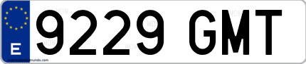 Ejemplo de matrícula de coche ordinaria 9229 GMT