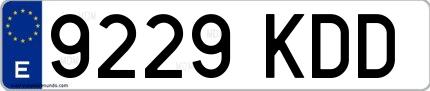 Ejemplo de matrícula española 9229 KDD