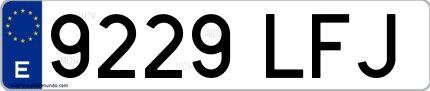 Ejemplo de matrícula española 9229 LFJ