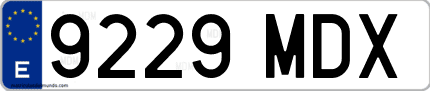 Ejemplo de matrícula de coche ordinaria 9229 MDX