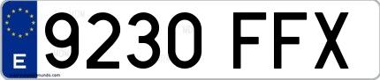 Ejemplo de matrícula española 9230 FFX
