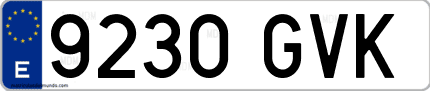 Ejemplo de matrícula de coche ordinaria 9230 GVK