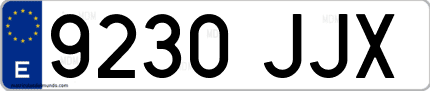 Ejemplo de matrícula de coche ordinaria 9230 JJX
