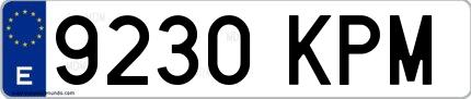 Ejemplo de matrícula española 9230 KPM