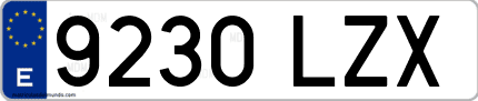 Ejemplo de matrícula de coche ordinaria 9230 LZX