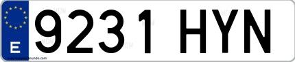 Ejemplo de matrícula española 9231 HYN