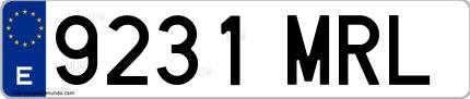 Ejemplo de matrícula española 9231 MRL