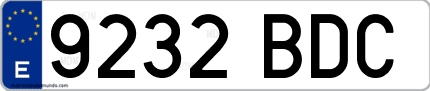 Ejemplo de matrícula de coche ordinaria 9232 BDC