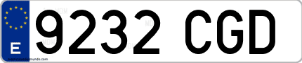 Ejemplo de matrícula de coche ordinaria 9232 CGD