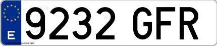 Ejemplo de matrícula española 9232 GFR
