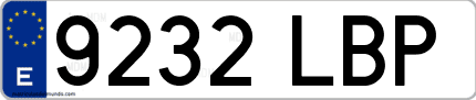 Ejemplo de matrícula de coche ordinaria 9232 LBP