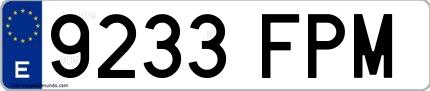Ejemplo de matrícula española 9233 FPM