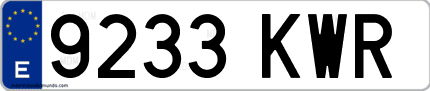 Ejemplo de matrícula de coche ordinaria 9233 KWR