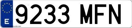 Ejemplo de matrícula española 9233 MFN