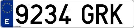 Ejemplo de matrícula española 9234 GRK