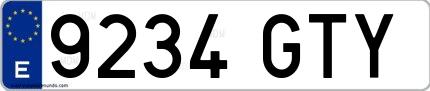 Ejemplo de matrícula española 9234 GTY