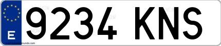 Ejemplo de matrícula española 9234 KNS