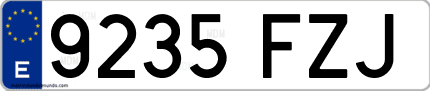 Ejemplo de matrícula de coche ordinaria 9235 FZJ
